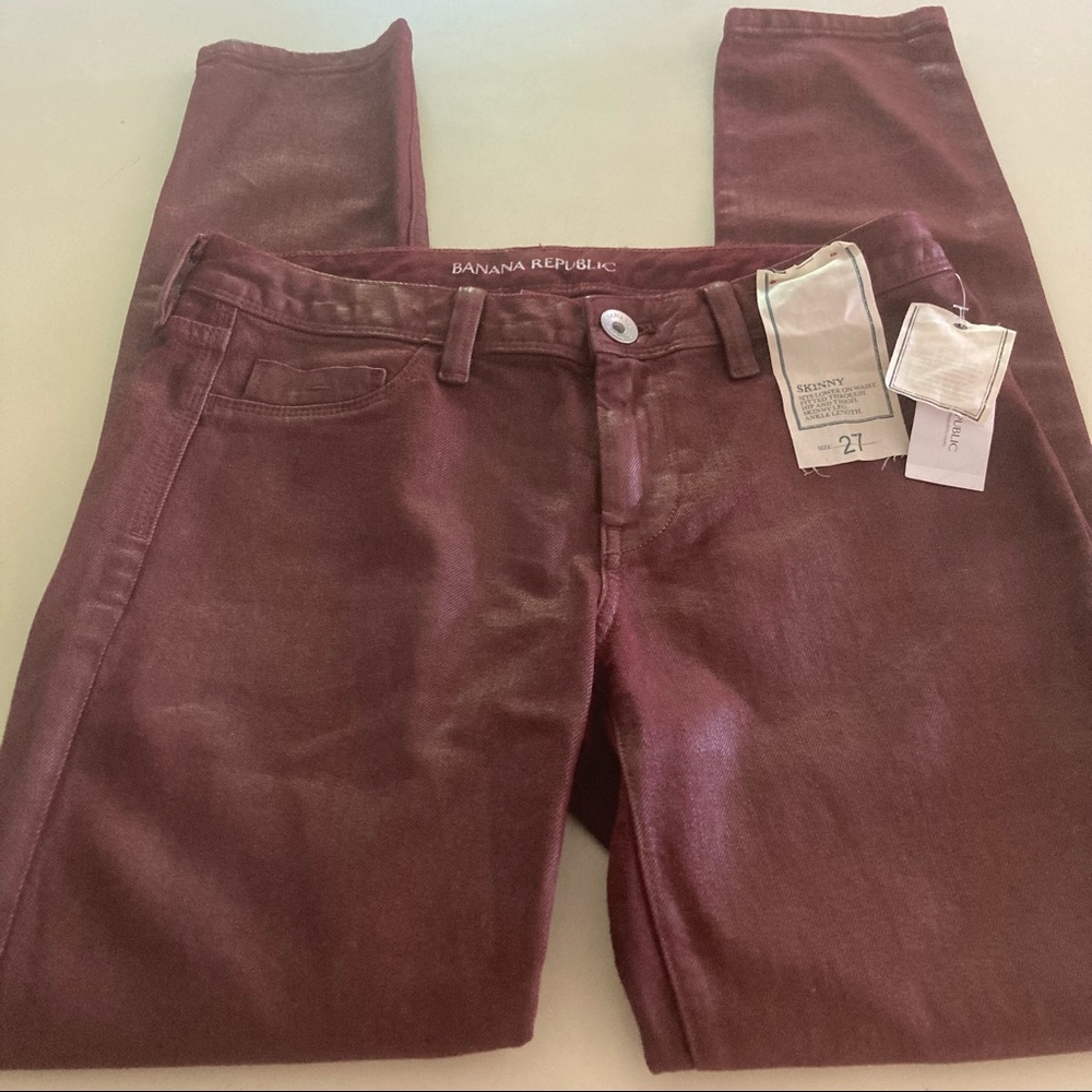Banana Republic Jeans Red 27 New Burgundy Holiday